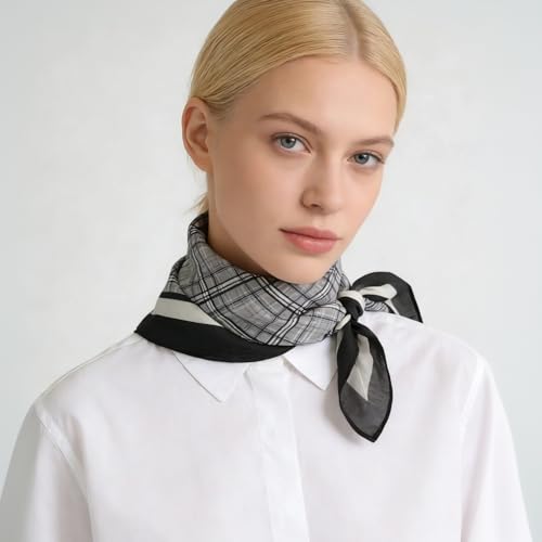 21 x 21 Inch Cotton Bandana for Women and Men,Soft Breathable Head Scarf, Multi-purpose Headband, Hair Scarf - color: Checkered Gray-un04
