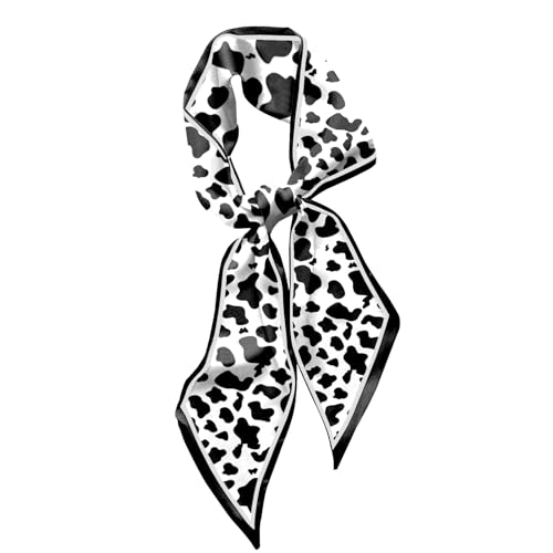 Hair Head Scarf Silk Feeling Long Satin Neck Satin Scarves for Handbag Cute Aesthetic Decoration Women Girls 59 * 6.7” - color: Y9-cow Leopard