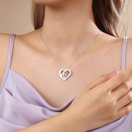 GLAMCARAT Personalized Mothers Necklace with Birthstones customized jewelry - style: 2 stones&names