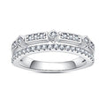 Moissanite Eternity Rings Wedding Bands D Color VVS1 Clarity Round Brilliant Cut 925 Sterling Silver 5/6 Stones Anniversary Band Rings for Women with Certificate - color: Double rows band