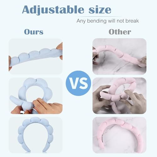 Ztomine Headbands, Set of 2 - Terry Cloth Spa Headbands for Face Washing, Makeup Removal, or Facial Mask Usage, Dark Khaki + Blue - color: Dark khaki + blue