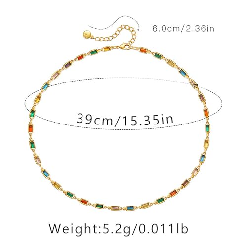 Beaded Choker Necklaces for Women 18k Gold Plated Dainty Gold Choker Necklaces for Women - style: square cz choker 2