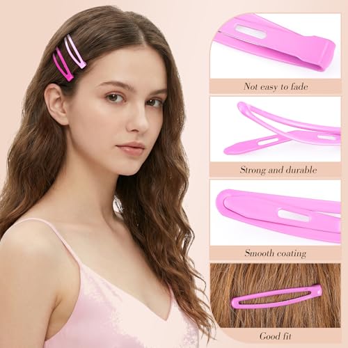 obeoby 40 Pcs Metal Snap Hair Clips, 2.36 Inch Hair Barrettes Easter Gifts Accessories for Women Girls, Pink Gifts Easter Basket Stuffers - color: Pink colors