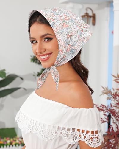 AWAYTR 3Pcs Hair Bandanas Head Kerchief for Women Girls Tie-Back Boho Hair Scarf Headband Bandana Triangle Head Scarf - color: Floral - Mixed Colors