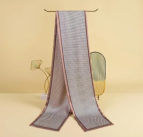 ANDANTINO 100% Silk Scarf for Women 59”*6.3” Long Shawls for Headscarf and Neck- Oblong Hair Wraps with Gift Packed - color: Stripes