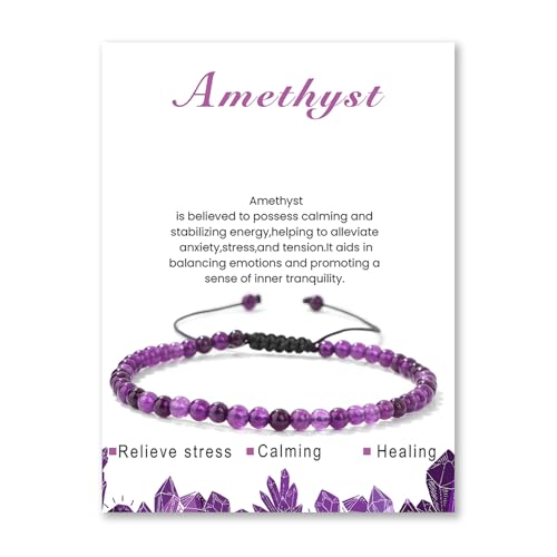 Lit Wall Crystal Anklets for Women Handmade Beach Boho Ankle Bracelet 4mm Adjustable Beaded Ankle Bracelet Waterproof Natural Stone Anklet Plus Size Anklets Gemstone Anklet Jewelry Gift for Her - style: Amethyst