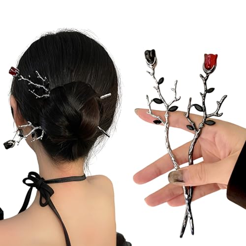 2 Pcs Hair sticks for buns,French hair pins for women,Buns and Updos with No Hair Damage,Metal Rose French Pin Great Hold,Suitable for fine & thick hairUS297