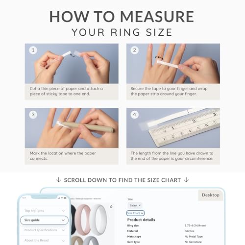 ThunderFit Silicone Bridal Rings Set for Women, 5.5mm Wide, 2mm Thick, Wedding Rubber Bands, Variety Multipack 1-12 - color: Pack D: Metallic Khaki Bronze, Pure White, Metallic Rose Gold, Metallic Ice Silver, Rose Marble, White Marble, Charcoal Black, siz