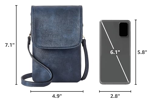BOSTANTEN Vegan Leather Crossbody Bags for Women Designer Cell Phone Bag Wallet Purses Adjustable Strap - color: A-04-navy Blue