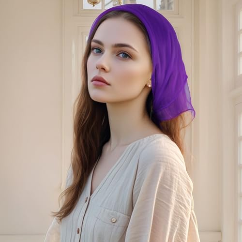Fengek 9 Pcs Chiffon Scarf, 27.6 Inch Square Solid Color Bandana Handkerchief Ribbon Scarves for Women Girls - color: Multicolor 6