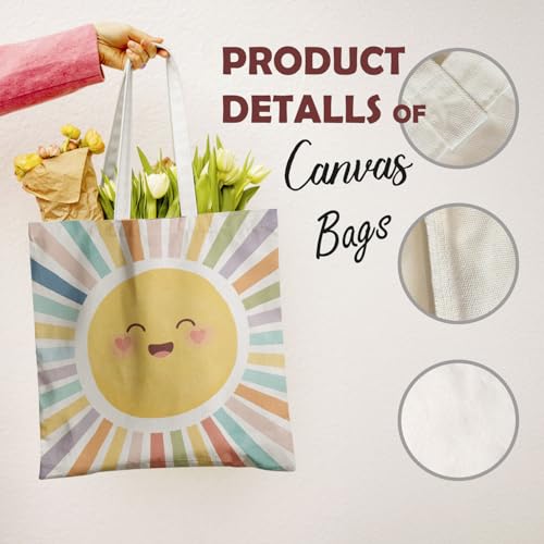 Boho Sun Sunshine Tote Bag, Colorful Canvas Tote Bags, Reusable Grocery Shopping Bag - color: Boho Sunshine