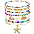 Beach Bracelets for Women Bohemian Stackable Heishi Surfer Bracelet Set Elastic Seashell Starfish Boho Friendship Bracelets for Summer Beach Party Holiday Vacation Jewelry - color: 7PCS-Colorful
