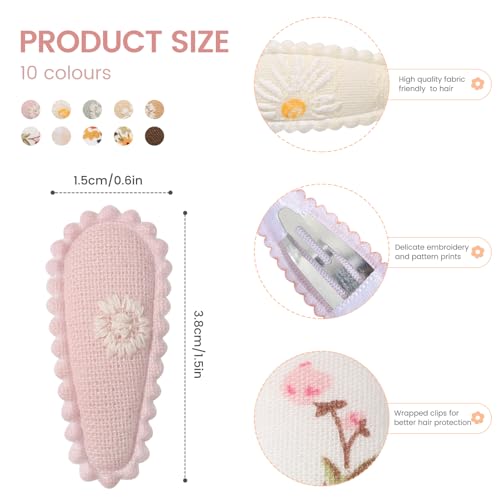 YLEN YHXX 20 PCS Baby Snap Hair Clips Mini Baby Barrettes 1.5 Inches Cute Floral Print Toddler Hair Clips Non Slip Wrapped Girls Hair Clips Hair Accessories for Infants Toddler - color: 20PCS-A