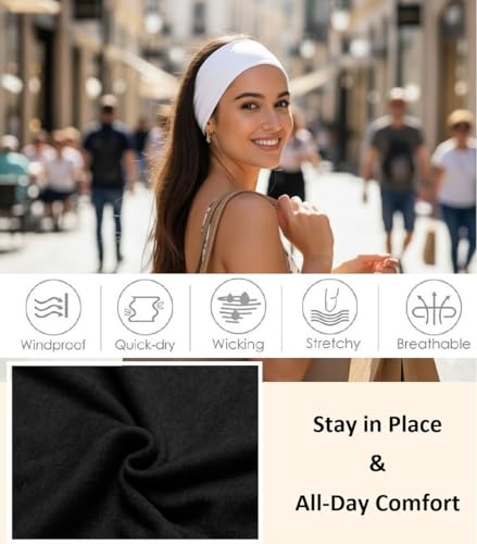 Huachi Headbands for Women Non Slip 16 Pack Elastic Sports Hair Bands for Women, Soft Cotton Cloth Headband for Workout Yoga Fashion Hair Accessories, Black White Gray Trendy Head Bands - color: FASHION NEEDED
