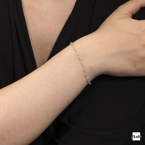 Amberta Women's 925 Sterling Silver Heart Bracelet - color: Silver