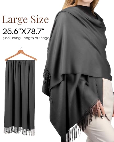 FURTALK Pashmina Shawl Wraps for Women Evening Dresses Blanket Scarves Fashion Scarf Wedding Gifts - color: Grey