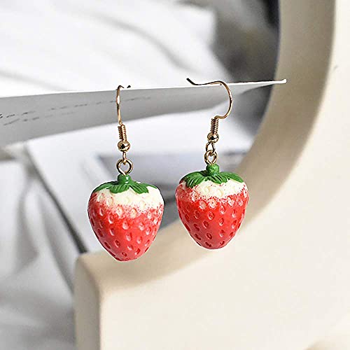 Cute Strawberry Earrings for Women-3D Acrylic Strawberry Drop Dangle Earring Costume Accessories Halloween Christmas Party Jewelry - style: A:Ear hook