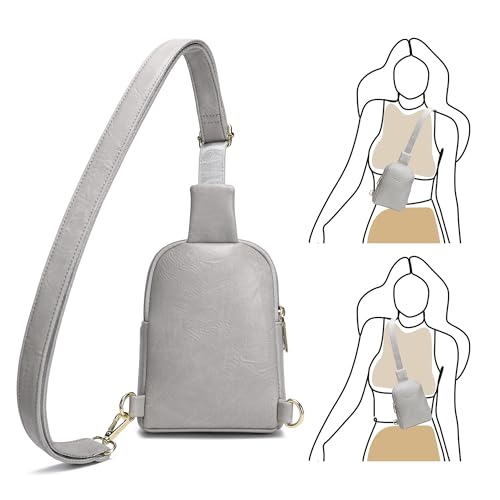 INICAT Women's Small Sling Bag, Lightweight Everyday Vegan Leather Crossbody Purse for Daily Essentials and Travel Light - color: Grey Stone, size: Small