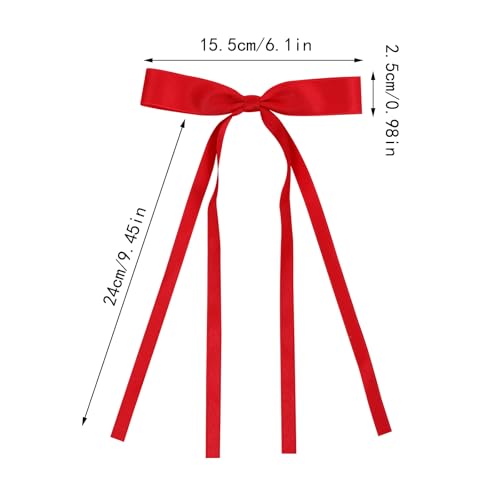 WORTL Red Hair Bows Clips Coquette Ribbon Bowknot with Long Tail Princess Hair Bows French Barrettes Hair Accessories for Women Girls 16PCS (Red, Cream) - color: Red, Cream