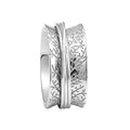 925 Sterling Silver Anxiety Ring with Beads Fidget Spinning Rings for Women Worry Beads Rings - color: leaf design