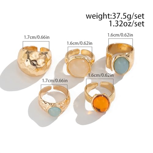 Dainty Crystal Gold Knuckle Ring Stackable Set for Women Non Tarnish, Statement Chunky Zircon Silver Midi Finger Thumb Rings Vintage Y2k Party Jewelry Gifts - color: Gold