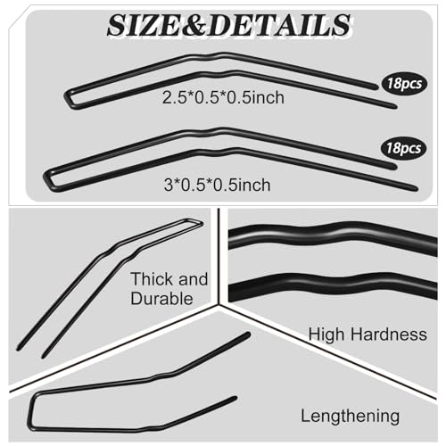 Waydress 36 Pieces U Shaped Hairpins Ballet Buns Bobby Pins Hair Styling Metal Hairpins for Updo Bun Bobby Pins for Women Lady Thick Thin Long Curly Hair(Black, 2.5 Inches, 3 Inches) - color: Black, size: 2.5 Inch, 3 Inch
