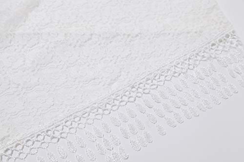 Cindy & Wendy Floral Embroidered Lace Triangle Scarf for Women - color: White-8xh