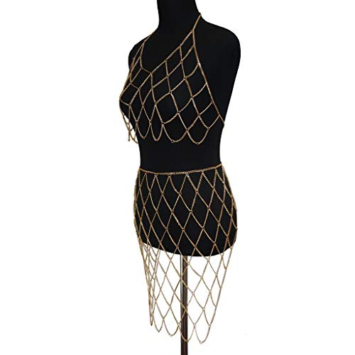 Women's Sexy Suit Body Chain - color: Gold Color-Bra Body Garment Chain Waist Chain Suit-6