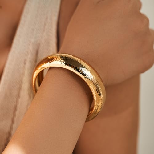 YMBYCM Gold Chunky Bangle Bracelets for Women Trendy Wide Chunky Cuff Bracelets Wrap Bracelet - style: K-G