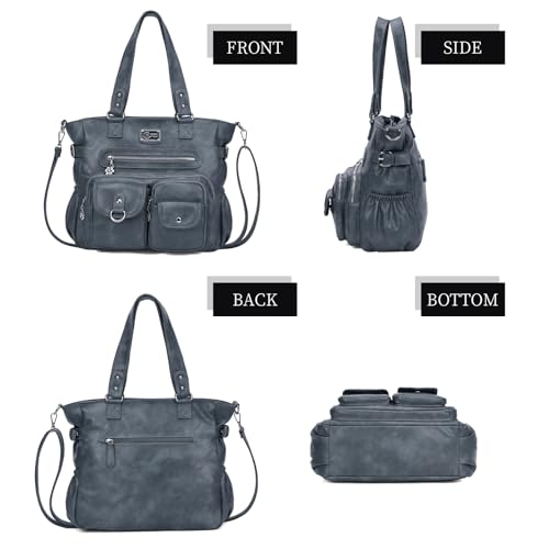 KL928 Large Purses for Women Shoulder Bag Tote Handbags Stylish Vegan Leather Hobo Bags Ladies, A-Black-4 | Large - color: A-peacock Blue