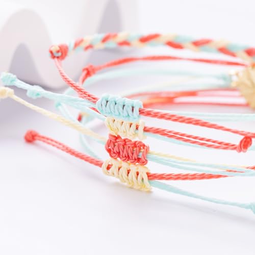 Sunflower Friendship Bracelets Boho Stackable String Bracelets Cute Trendy Gifts for Teen Girls Women - color: Hot Pink