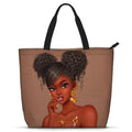 African American Women Tote Bag Black Shoulder Handbag For Women Fit Work Beach Labtops With Zip - color: Black Women 27