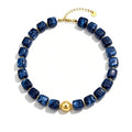 Chunky Beaded Necklace for Women Boho Colorful Statement Choker Necklaces Summer Beach Resin Jewelry Accessories - color: Navy Blue