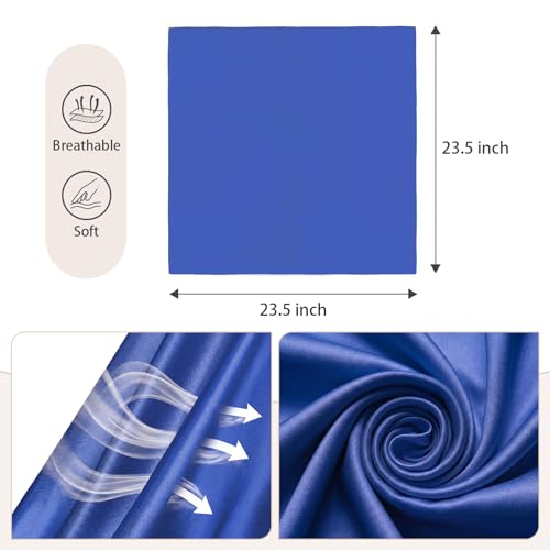 American Trends Women Silk Feeling Scarf Satin Head Scarves Square Wrap Neck Scarf Lightweight Silk Like Bandana - color: Z 2 Pack Blue