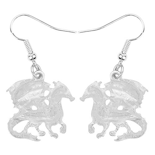 Enamel Alloy Dinosaur Fantasy Dragon Earrings Drop Dangle Unique Animal Jewelry For Women Dragons Gifts - color: Blue
