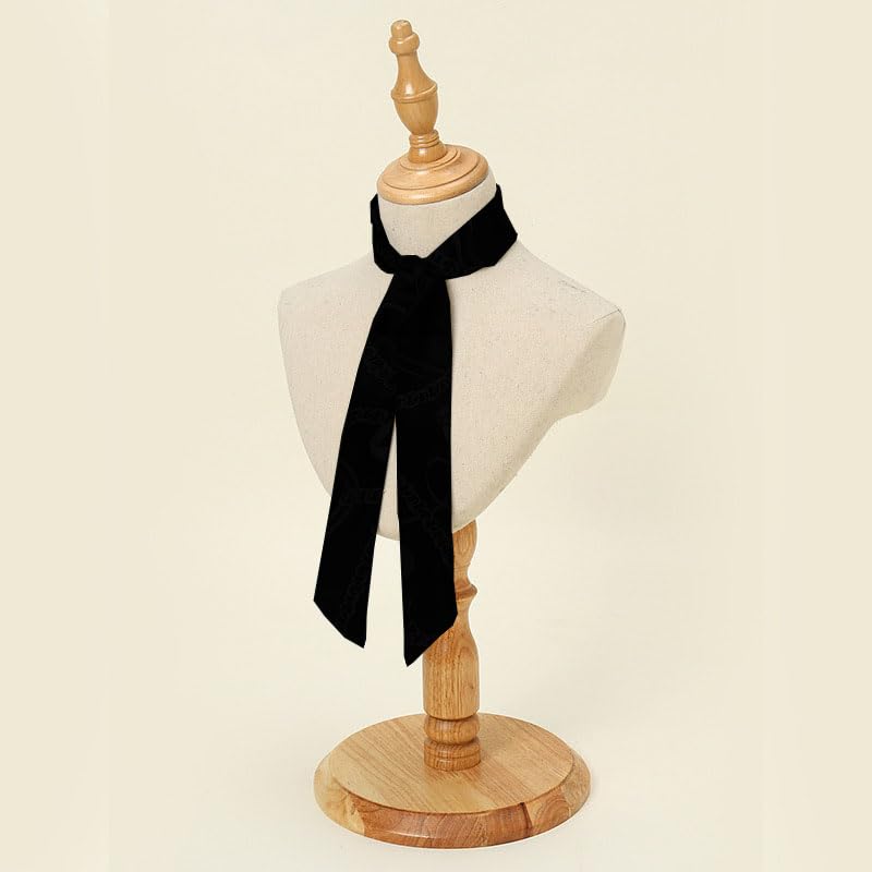 10 Pcs Long Thin Small Skinny Scarf Satin Neck Tie Ribbon Choker for Women Girls - color: Black