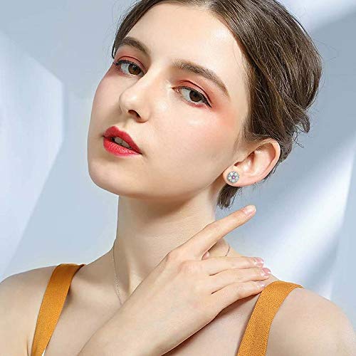 CiNily Flower Earrings,Opal Stud Earrings Sterling Silver or White Gold/Rose Gold Plated Ladies Flower Stud Earrings Cute Unique Earrings for Girls - color: purple
