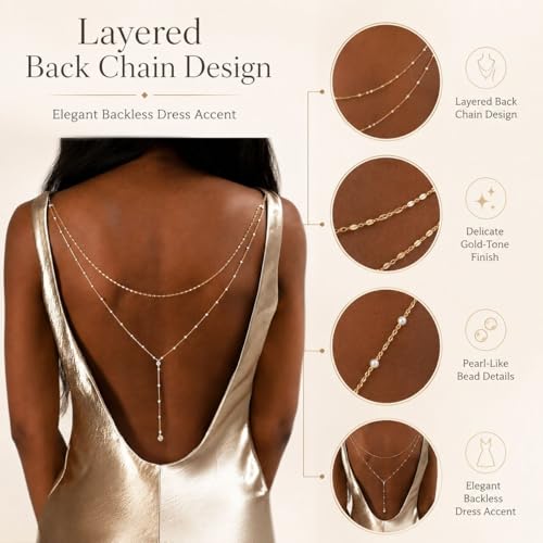 Back Necklace for Backless Dress Body Chain Jewelry for Women Adjustable Rhinestone Chain Necklace Bridal Jewelry for Weddings Summer Vacation - color: Vshape