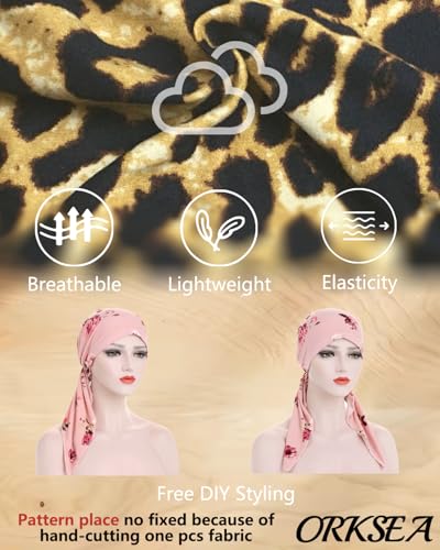 Chemo Headwear for Women Pre-Tied Head Scarf Headwraps Soft Turbans Cancer Hats Chemo Beanie Coverings Scarves - color: Leopard Print1