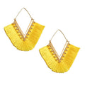 Tassel Hoop Earring Statement Thread Dangle Earrings Stylish Long Fringe Drop Earrings Lightweight Long Swingy French Hook Earrings for Women - color: A Yellow