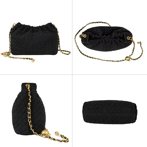 Joryin Woven Women's Crossbody Bag & Evening Purse, Trendy Dumpling Clutch & Hobo Cloud Shoulder Bag Trendy Dumpling Clutch - color: Woven Suede-black