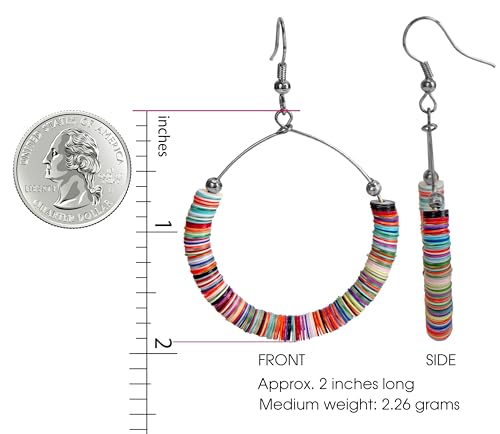 Bohemian Multi-Colored Sequin Hoop Gold Earrings - SPUNKYsoul Collection… - style: MEDIUM HALF DISC SILVER