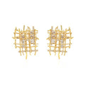 Braided Stud Earrings for Women, 18K Gold Plated Chunky Earrings, Unique Design Dainty Cubic Zirconia Braided Earrings Gifts, Statement Studs Earring Hypoallergenic Fashion Jewelry - color: Gold