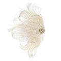 Fascinator Peacock Feather Hair Clips Flapper Headband Art Deco 20's Accessories for Women - color: 05beige