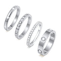 Stackable Gold Rings for Women - 18K Gold Plated Rings Set, Non Tarnish Stainless Steel Cubic Zirconia Friendship Band Stack Rings Trendy Jewelry, Christmas Birthday Party Gifts for Her Girlfriend - color: Silver