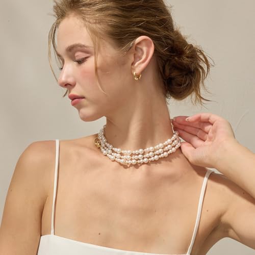 ARSIS 18K Gold Plated Shell Pearl Necklace for Women, 35"/45" Long Dainty Pearl Layering Necklace Beaded Choker, Vintage Boho Strand Necklace Vacation Jewelry Gift for Birthday Anniversary Party - color: 115cm Gold Pearl