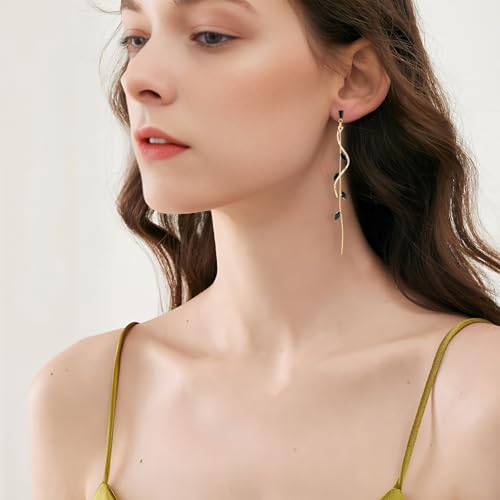 Crystal Drop Earrings,Zirconia Rhinestone Dangling Earrings for Women Prom Party Jewelry Gifts， Dangle Fashion Jewelry Crystal Earrings for Women - color: black gold