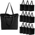 Segarty Black Canvas Tote, 12 Packs 16x15 inch Canvas Bags with Zipper, 12Oz Heavy Duty Reusable Plain Grocery Shopping Totes for Women Crafts Painting Embroidery, Gift Bags Bulk - size: 16.5"x13.4"x3.9", style: Black_12pcs