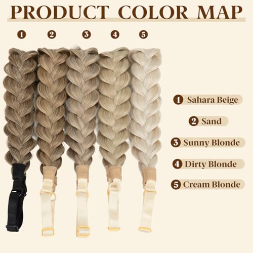 CJL HAIR 2PCs Braided Headbands Hair Piece for Women Synthetic Hair Hoops Head Bands Handmade Braid Hairband Accessories Elastic Stretch Headwrap Dirty Blonde - color: 2PCS-Dirty Blonde