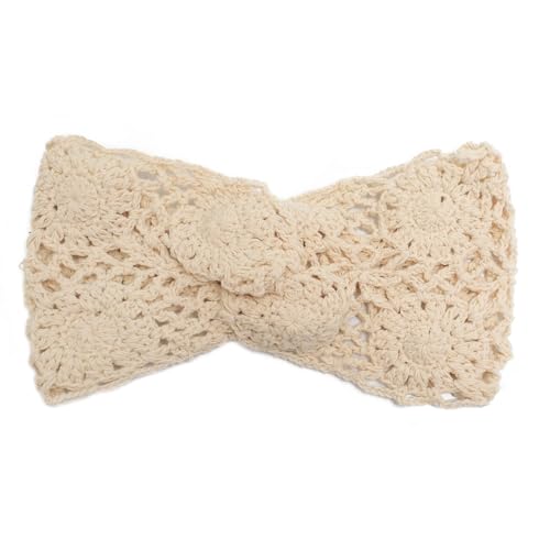 ZLYC Women Headband Handmade Crochet Knit Boho Flower Hair Bands (Twist Knotted Beige) - color: Twist Knotted Beige